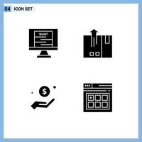 Stock element Icon Pack of 4 Line Signs and Symbols for bandit dollar wanted delivery hand Editable element Design Elements vector