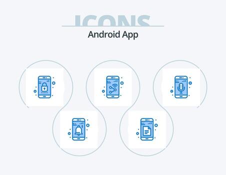 androide aplicación azul icono paquete 5 5 icono diseño móvil aplicación teléfono inteligente aplicación móvil aplicación vector