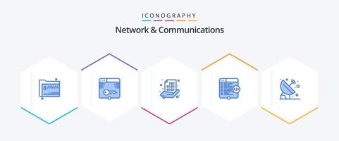 Network And Communications 25 Blue icon pack including website code form coding share vector