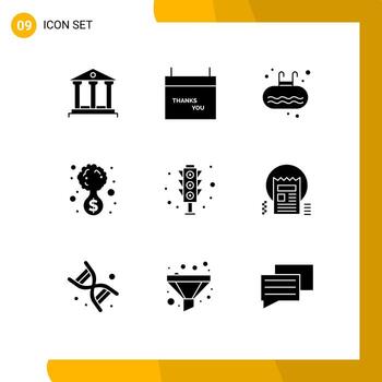 usuario interfaz paquete de 9 9 básico sólido glifos de señal inversión gimnasio desarrollo nadar editable elemento diseño elementos vector