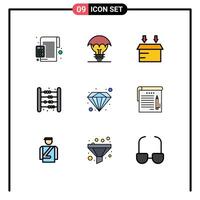 9 Filledline Flat Color concept for Websites Mobile and Apps math game idea bag open Editable element Design Elements vector