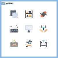 Set of 9 Modern UI Icons Symbols Signs for device computer equipment keypad key Editable element Design Elements vector