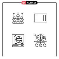 Stock element Icon Pack of 4 Line Signs and Symbols for workforce board leadership resources home Editable element Design Elements vector