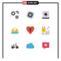 Set of 9 Commercial Flat Colors pack for love project speaker empty cabinet Editable element Design Elements vector