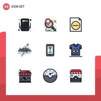 Set of 9 Modern UI Icons Symbols Signs for love app document mountain landscape Editable element Design Elements vector