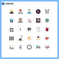 Pack of 25 Modern Flat Colors Signs and Symbols for Web Print Media such as schedule calendar account play profile Editable element Design Elements vector