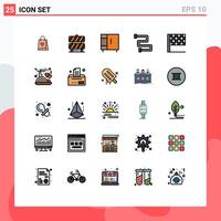 Set of 25 Modern UI Icons Symbols Signs for chopstick flag furniture rail bathroom Editable element Design Elements vector