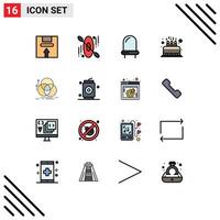 Flat Color Filled Line Pack of 16 Universal Symbols of circle kid diode cute cake Editable Creative element Design Elements vector