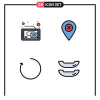 Modern Set of 4 Filledline Flat Colors and symbols such as email clockwise tablet navigation boat Editable element Design Elements vector