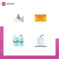 Group of 4 Flat Icons Signs and Symbols for hobby map mail global cola Editable element Design Elements vector