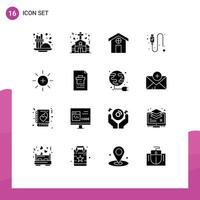 Universal Icon Symbols Group of 16 Modern Solid Glyphs of ui brightness city wire data Editable element Design Elements vector