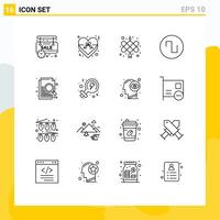 Set of 16 Commercial Outlines pack for feminism file chinese knot document square Editable element Design Elements vector