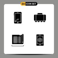 Modern Set of 4 Solid Glyphs and symbols such as phone drafting android tank map Editable element Design Elements vector