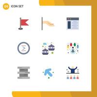 Set of 9 element Flat Colors on Grid for chair lift cable car web page right interface Editable element Design Elements vector