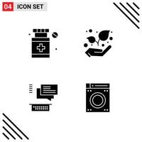 Stock element Icon Pack of 4 Line Signs and Symbols for healthcare support eco chat machine Editable element Design Elements vector