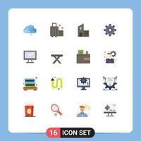 16 User Interface Flat Color Pack of modern Signs and Symbols of universal job building general monastery Editable Pack of Creative element Design Elements vector