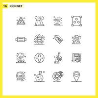 Editable element Line Pack of 16 Simple Outlines of fashion accessories arrow online abstract Editable element Design Elements vector