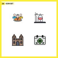 Set of 4 Modern UI Icons Symbols Signs for group cathedral conversation rehydration cross Editable element Design Elements vector