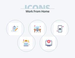 Work From Home Flat Icon Pack 5 Icon Design online workplace checklist working area table vector