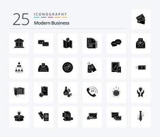 Modern Business 25 Solid Glyph icon pack including contract navigation forward location map vector