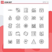 Pack of 25 Modern Lines Signs and Symbols for Web Print Media such as care first summer case writer Editable element Design Elements vector