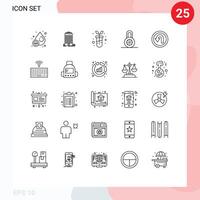 Mobile Interface Line Set of 25 Pictograms of way back biological arrow padlock Editable element Design Elements vector