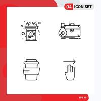 Line Pack of 4 Universal Symbols of announcement portfolio message business study Editable element Design Elements vector