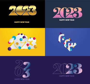 Big Set of 2023 Happy New Year logo text design 2023 number design template vector
