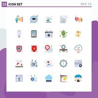Group of 25 Modern Flat Colors Set for competition box green tea image document Editable element Design Elements vector