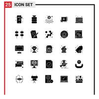 Set of 25 Commercial Solid Glyphs pack for digital graphic target business marketing file Editable element Design Elements vector
