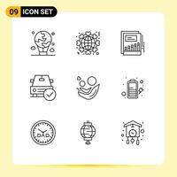 Outline Pack of 9 Universal Symbols of complete car love report growth Editable element Design Elements vector