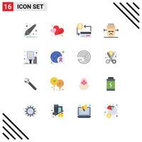 Editable element Line Pack of 16 Simple Flat Colors of advertising mask cash halloween frankenstein Editable Pack of Creative element Design Elements vector