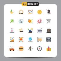 Group of 25 Modern Flat Colors Set for mute mic caring lotus lemon Editable element Design Elements vector