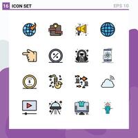 16 User Interface Flat Color Filled Line Pack of modern Signs and Symbols of commerce hand megaphone forefinger search Editable Creative element Design Elements vector