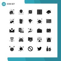 25 User Interface Solid Glyph Pack of modern Signs and Symbols of image cloud socket shipping delivery Editable element Design Elements vector