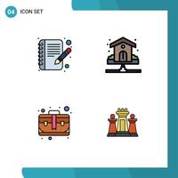 Pack of 4 Modern Filledline Flat Colors Signs and Symbols for Web Print Media such as book brief house plumbing case Editable element Design Elements vector