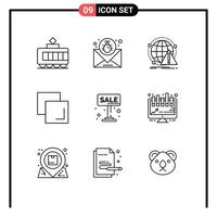 Set of 9 Modern UI Icons Symbols Signs for advertise layers alert duplicate virus Editable element Design Elements vector