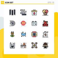 Flat Color Filled Line Pack of 16 Universal Symbols of abstract development gift design coding Editable Creative element Design Elements vector