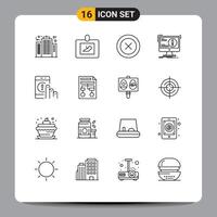Pack of 16 creative Outlines of virus attack ultrasound antivirus wireframe Editable element Design Elements vector
