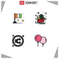 Stock element Icon Pack of 4 Line Signs and Symbols for day sledge irish gifts mix Editable element Design Elements vector