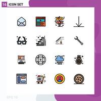 Pictogram Set of 16 Simple Flat Color Filled Lines of steps romance direction park glasses Editable Creative element Design Elements vector