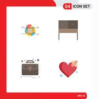 Modern Set of 4 Flat Icons and symbols such as pie case percentage table bandage Editable element Design Elements vector