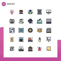 Modern Set of 25 Filled line Flat Colors and symbols such as food green estate globe earth Editable element Design Elements vector