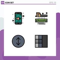 Universal Icon Symbols Group of 4 Modern Filledline Flat Colors of app expand volume ruler wireframe Editable element Design Elements vector