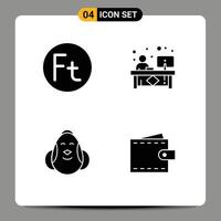 4 Universal Solid Glyph Signs Symbols of currency egg hungary desk easter Editable element Design Elements vector