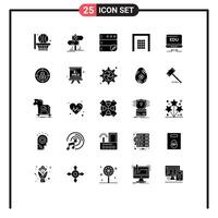 Group of 25 Solid Glyphs Signs and Symbols for education hardware edit laptop soccer Editable element Design Elements vector