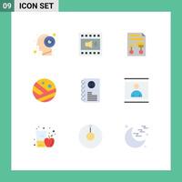Pack of 9 Modern Flat Colors Signs and Symbols for Web Print Media such as strong hair proceed volume moisturizer wireframe Editable element Design Elements vector