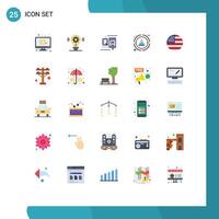 Pictogram Set of 25 Simple Flat Colors of american people chat network link Editable element Design Elements vector