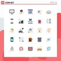 25 User Interface Flat Color Pack of modern Signs and Symbols of group business web team back Editable element Design Elements vector