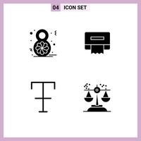 Group of 4 Solid Glyphs Signs and Symbols for eight strike celebrate tissue conclusion Editable element Design Elements vector